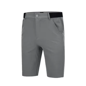 Gray men's golf shorts with side pockets.