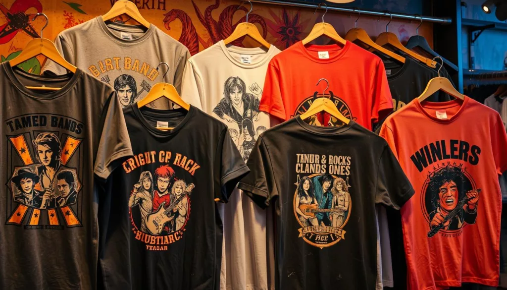 Vintage band T shirts with distressed graphics